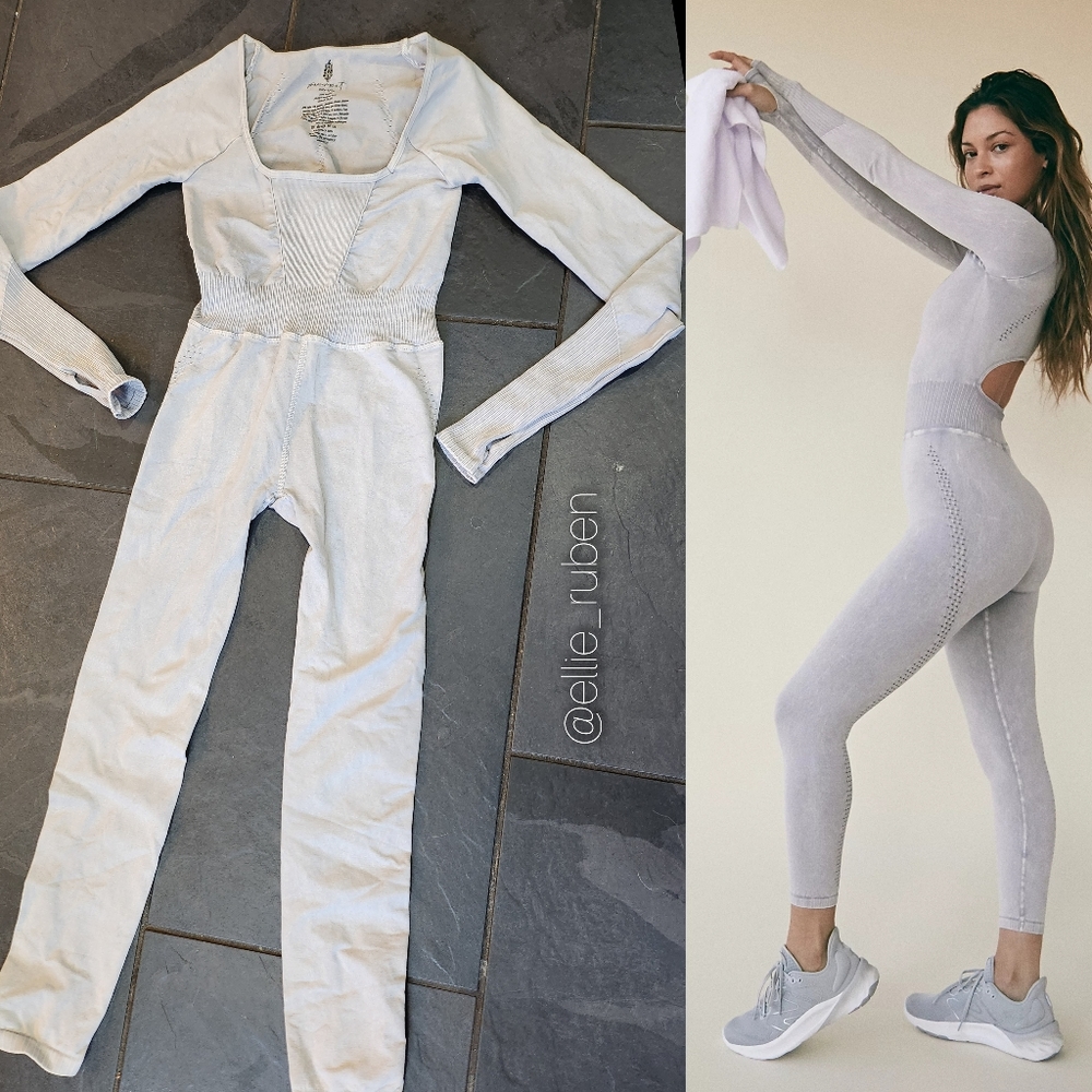 Free People Movement | Good Karma Long-Sleeve Onesie - Ice Grey (XS/S)